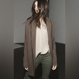 VINCE Cashmere Wool Brown Women's Sweater Cardigan Leather Size XS S Casual Work